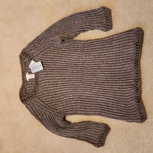 Chico's NWT Women's Pullover Sweater in Gold and Taupe Metallic  Size 0